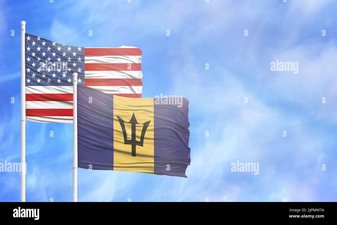 Blue Sky Background With Barbados Flag Hi res Stock Photography And blue-sky-background-with-barbados-flag-hi-res-stock-photography-and