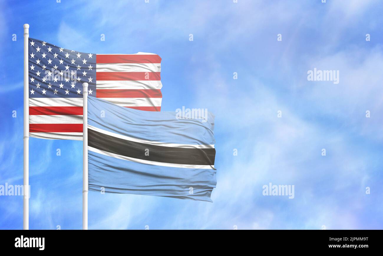 Waving American flag and flag of Botswana Stock Photo - Alamy