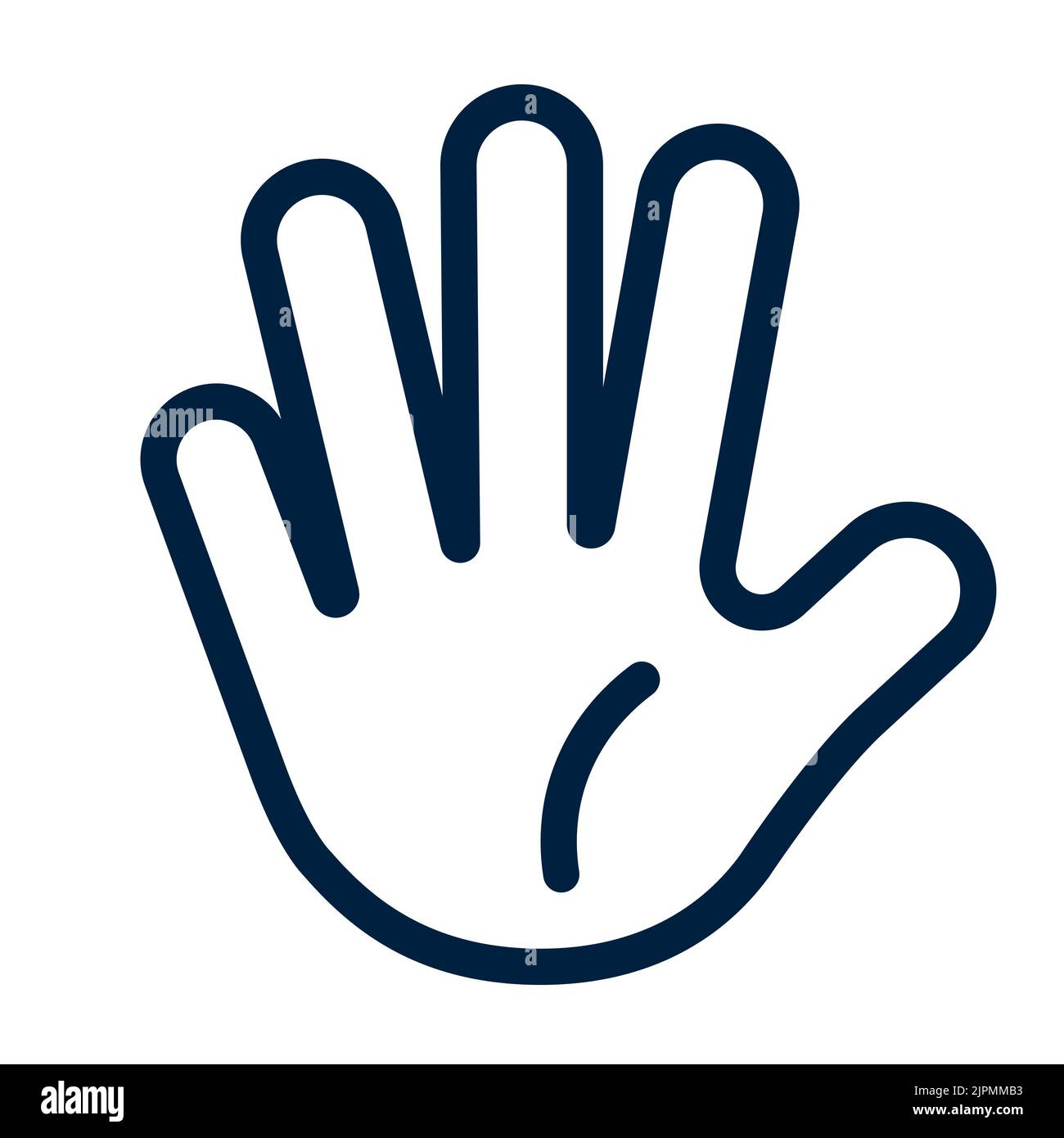 Hand icon with four fingers count number five gesture symbol. Vector illustration. Stock Vector