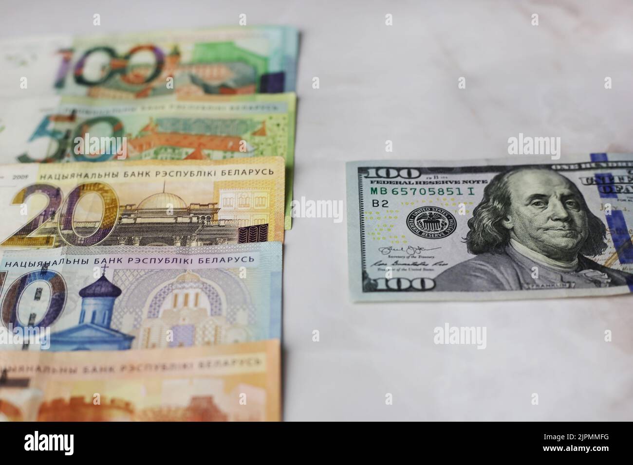 Banknotes In Denominations Of 100 50 20 10 5 Belarusian Rubles And 100 banknotes-in-denominations-of-100-50-20-10-5-belarusian-rubles-and-100