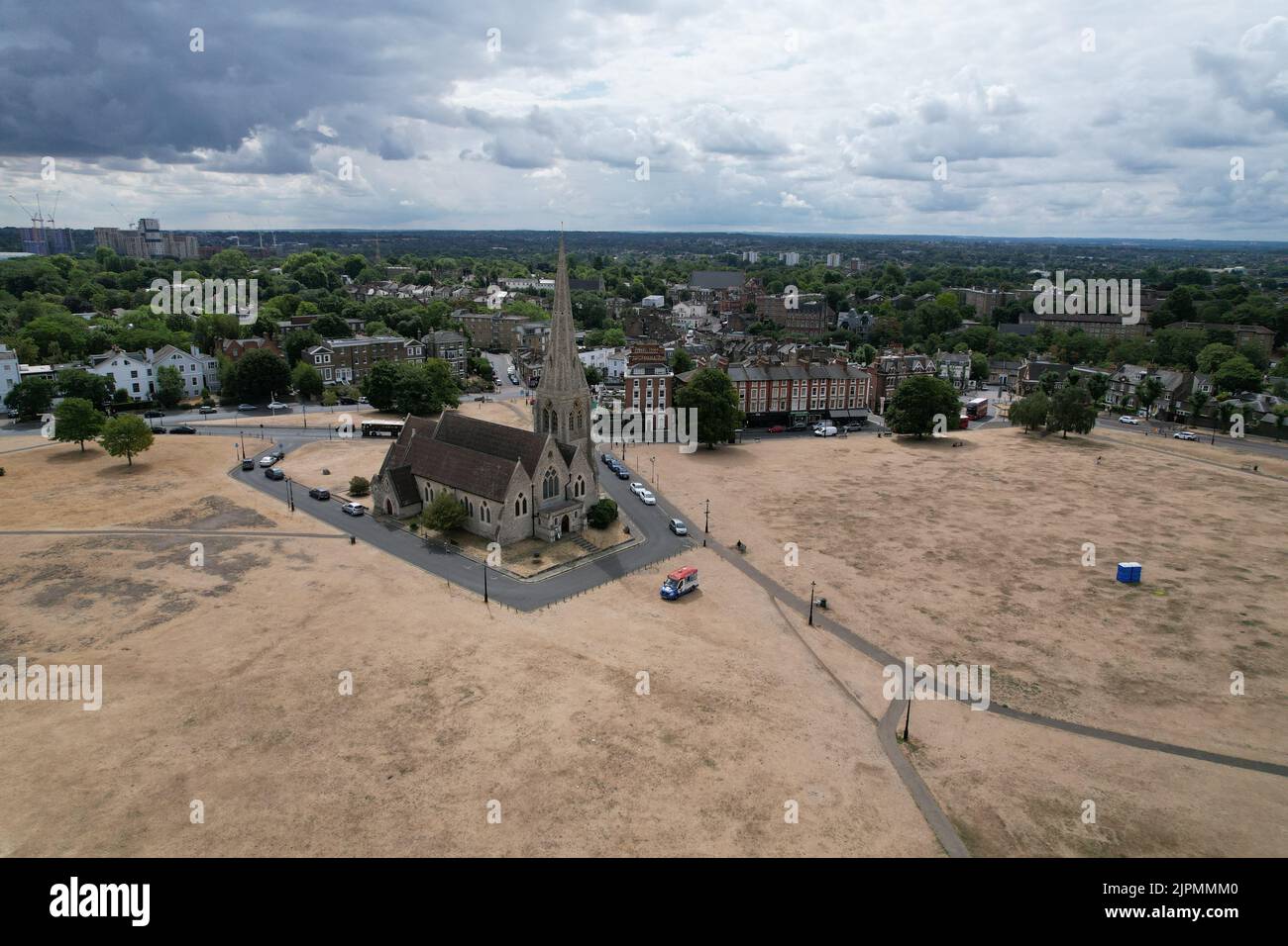 Blackheath London UK drone aerial view in summer drought Stock Photo