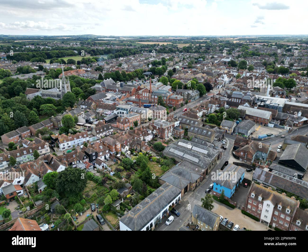 Faversham Kent UK aerial view Stock Photo