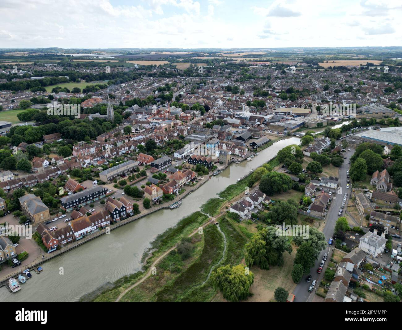 Faversham Kent UK aerial view Stock Photo