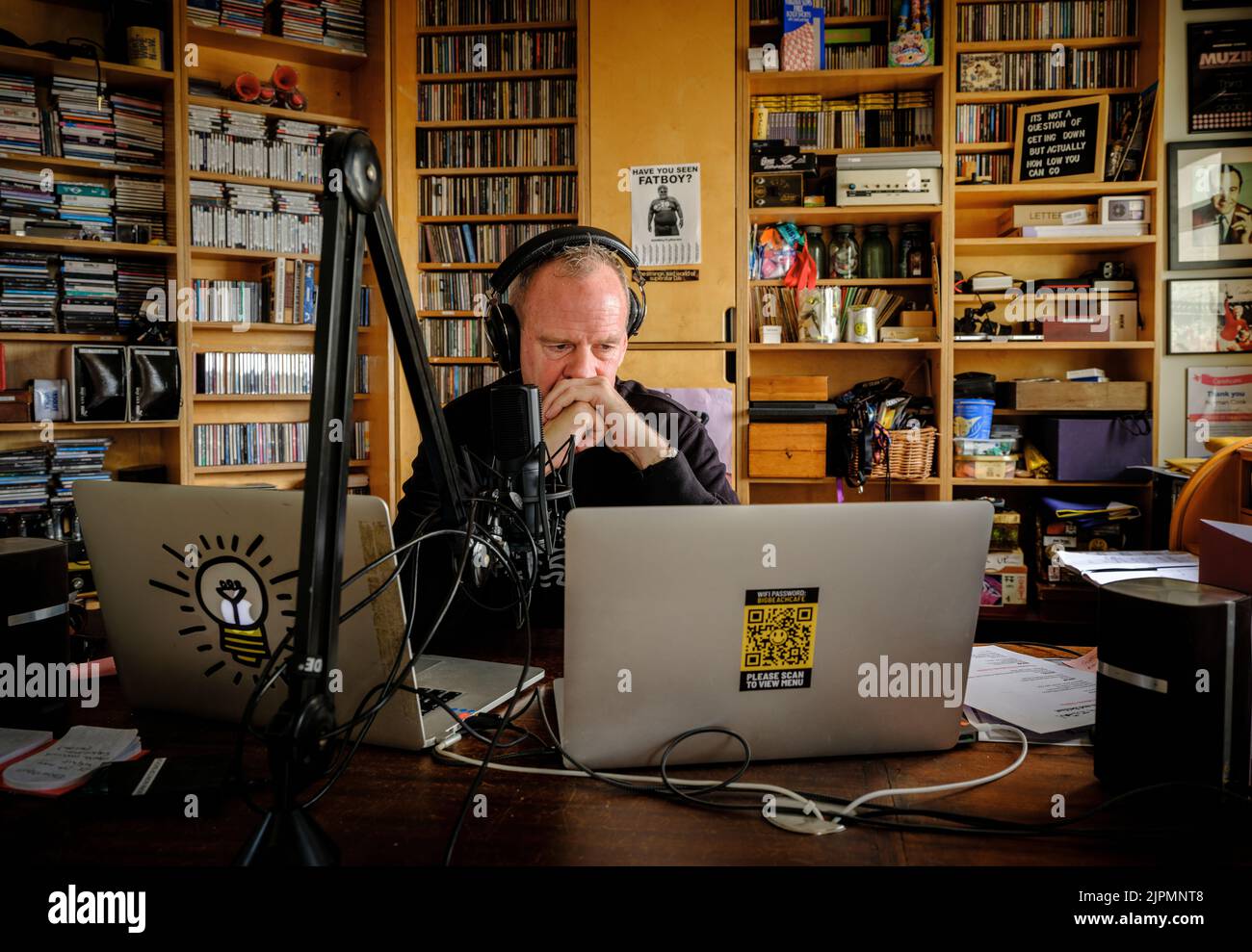Editorial Use Only - Norman Cook photographed at his seafront home in Hove, East Sussex, UK. March 2022. Picture by Jim Holden Stock Photo