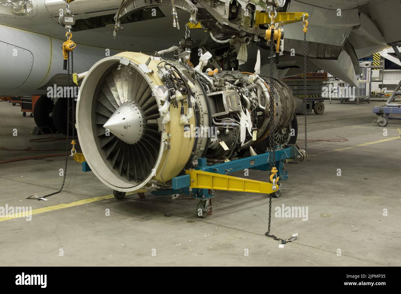 A jet engine ready to be installed on a passenger aircraft Stock Photo ...