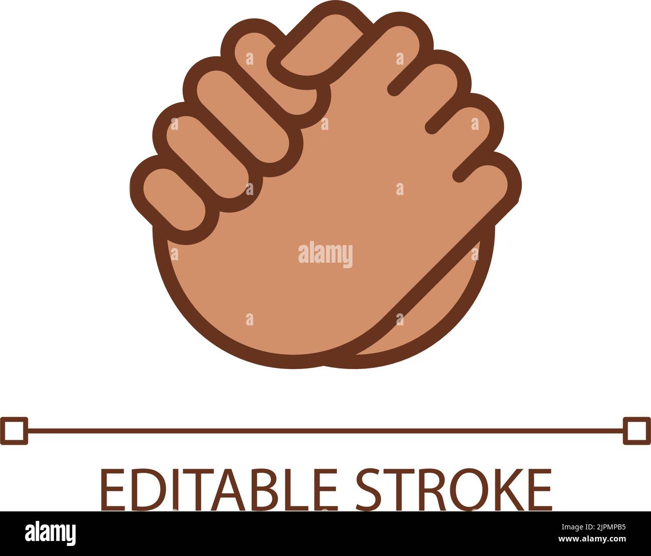 Friendly handshake pixel perfect RGB color icon Stock Vector