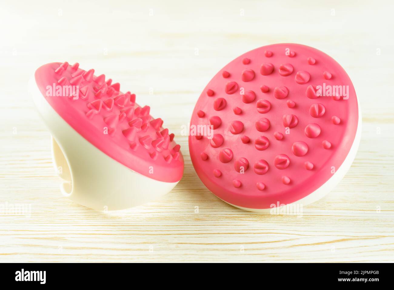 Hand massager with silicone spikes for anticellulite massage procedure