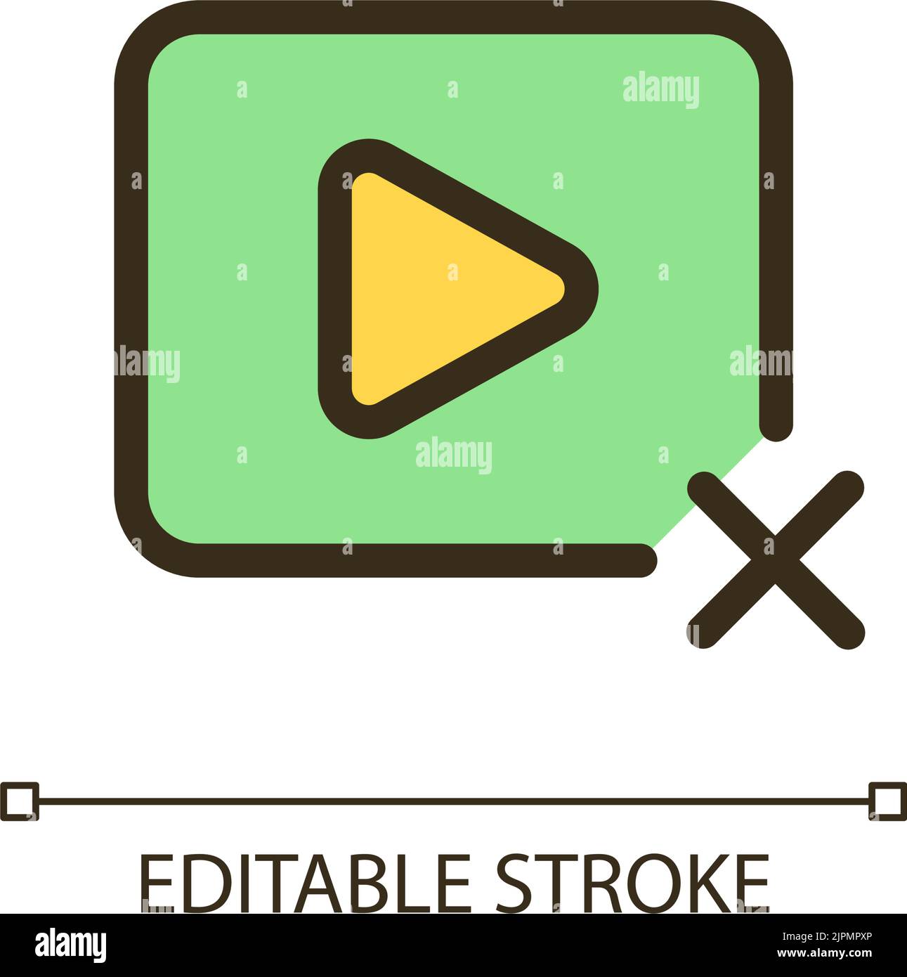Delete video pixel perfect RGB color ui icon Stock Vector