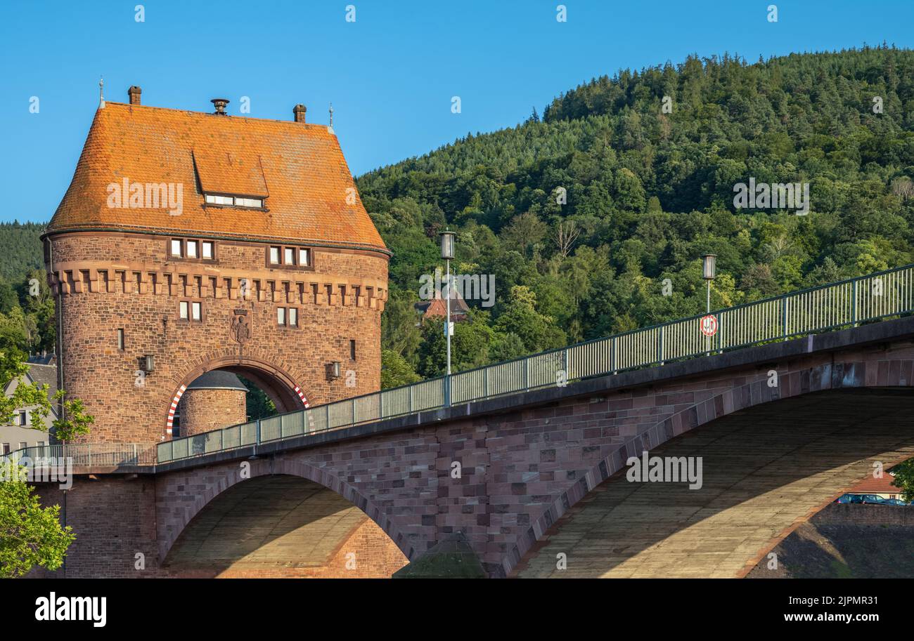 Miltenberg, Germany, the old Bridge Gate seen from the River Main Stock Photo