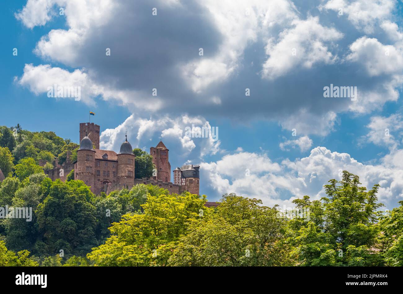 Germany, Wertheim, panorama with the Castle seen from the river Main Stock Photo
