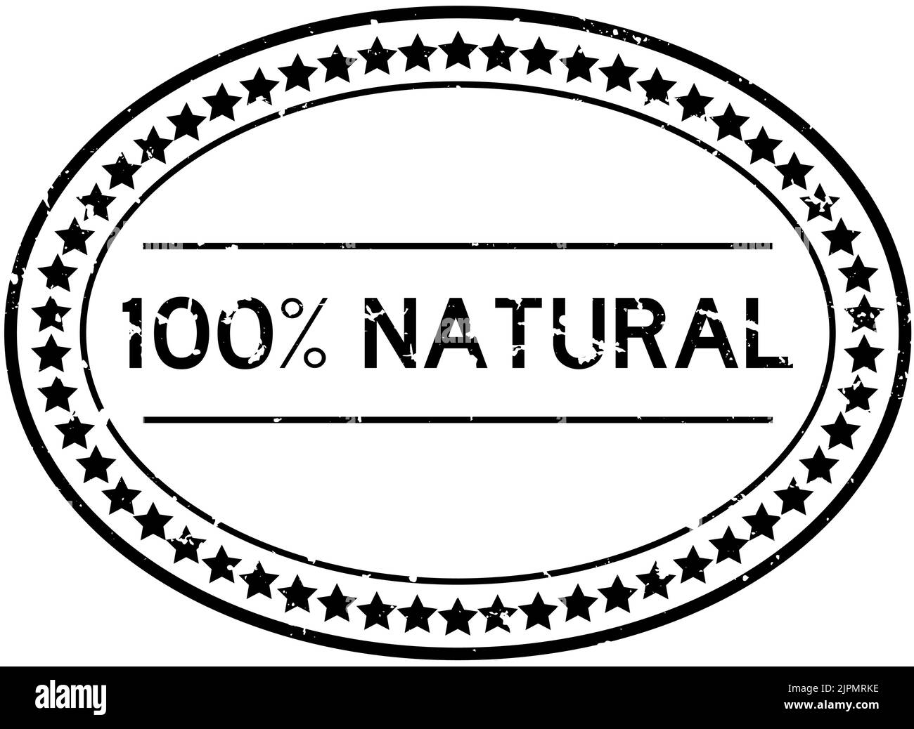 Grunge black 100 percent natural word oval rubber seal stamp on white ...