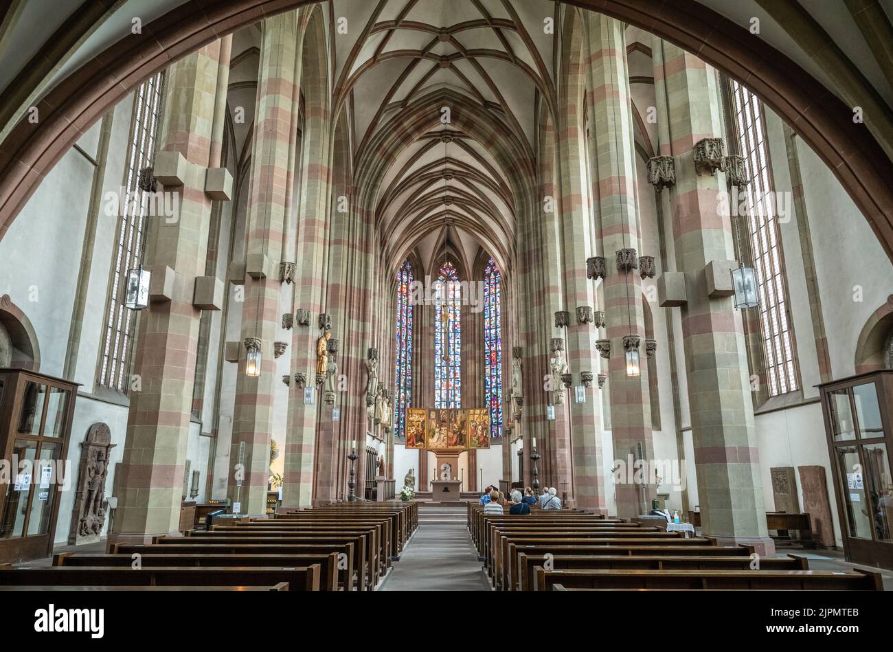 Wurzburg, Germany - July 20, 2021:  The nave of  the Marienkapelle Gothic Church (St. Mary's church) Stock Photo