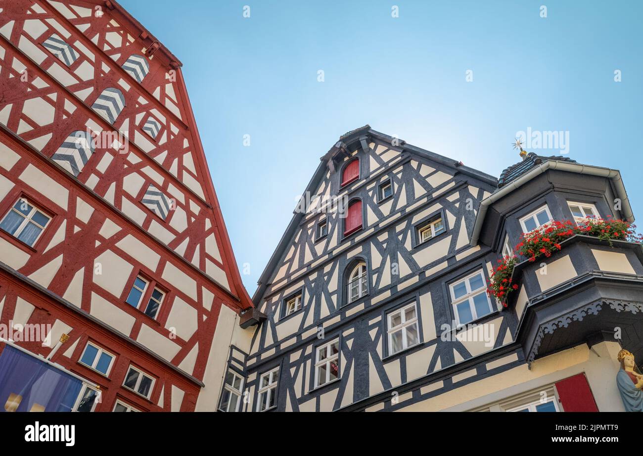 Rothenburg ob der Tauber, Germany - July 20, 2021: View of the medieval architectures of the old tow Stock Photo
