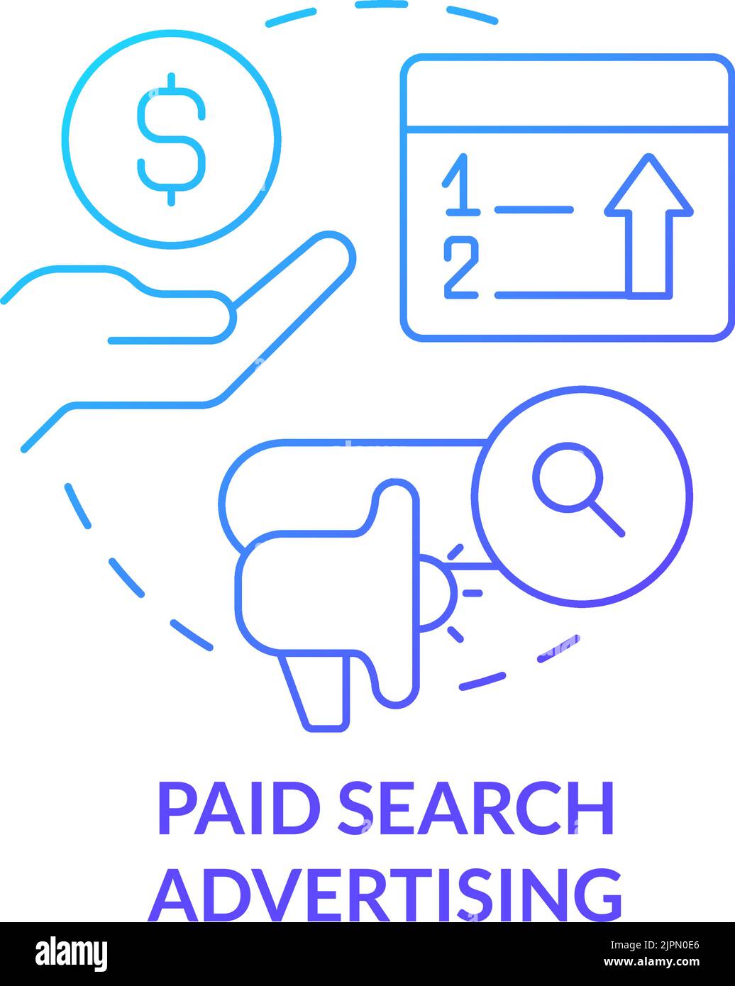 Paid search advertising blue gradient concept icon Stock Vector