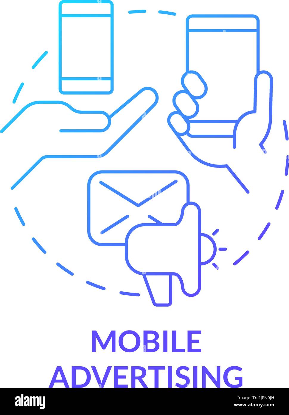 Mobile advertising blue gradient concept icon Stock Vector
