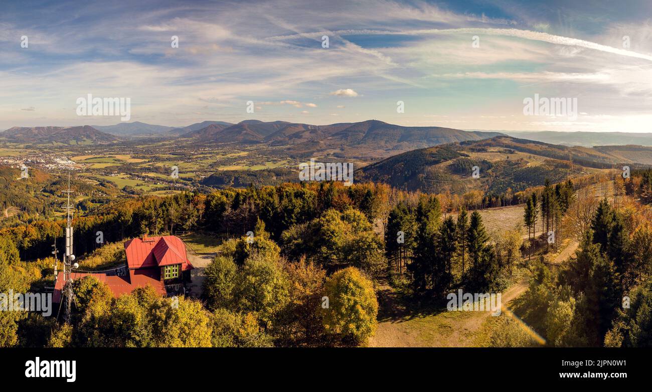 Beautiful Panoramic View Of Beskydy Mountains During Late Summer 