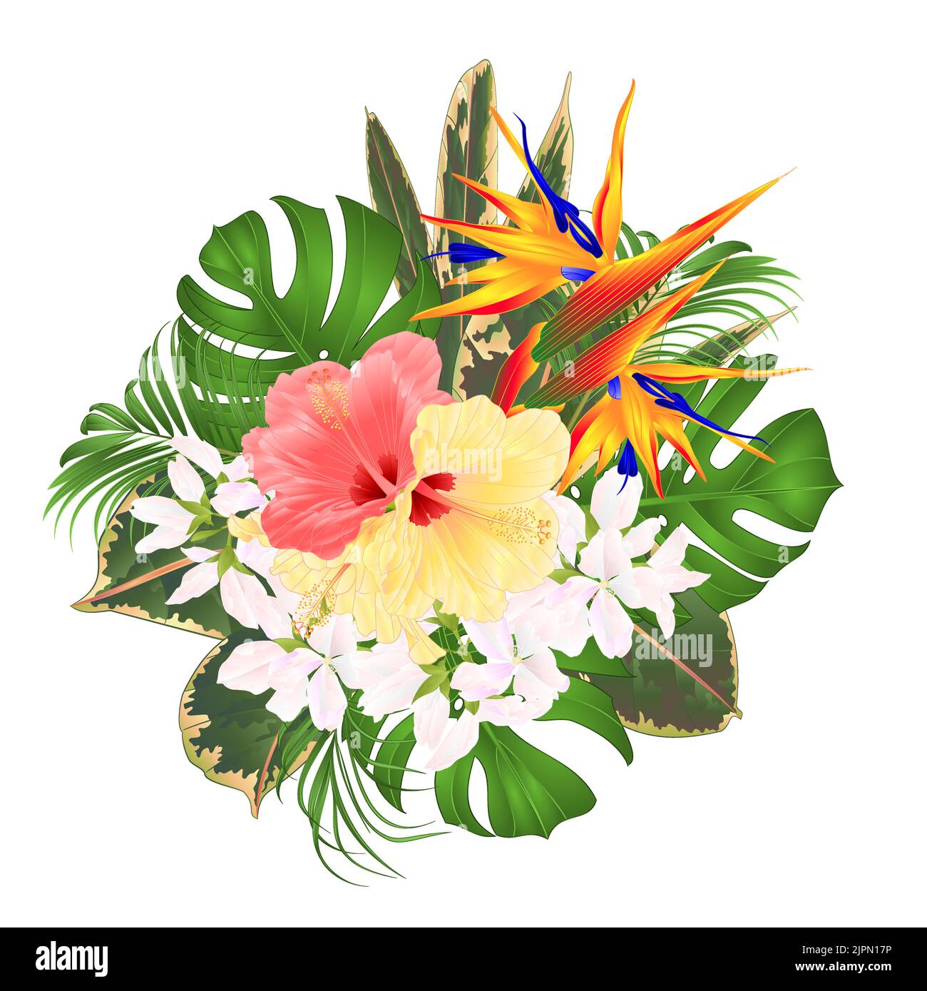 Bouquet with tropical flowers floral arrangement with beautiful ...
