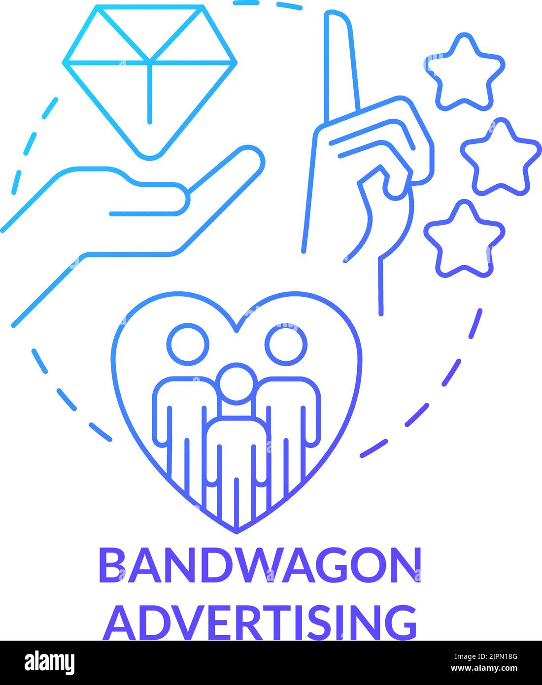 Bandwagon advertising blue gradient concept icon Stock Vector Image