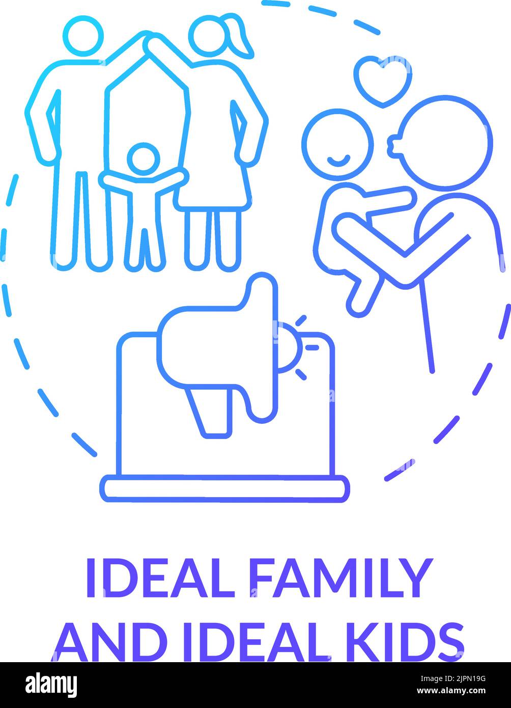 Ideal family and kids blue gradient concept icon Stock Vector