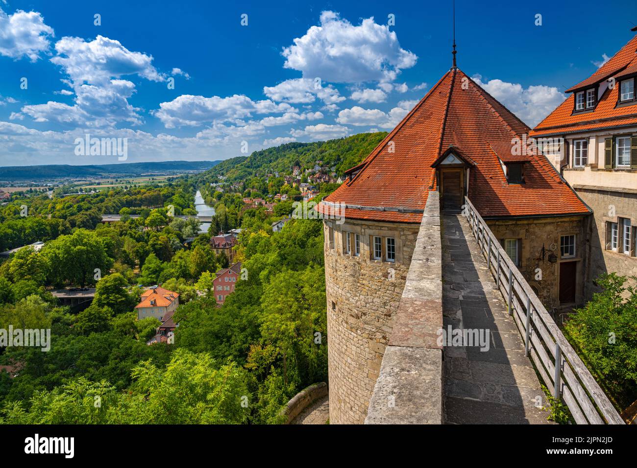 View of the mighty corner tower of Hohentübingen Castle, Tübingen