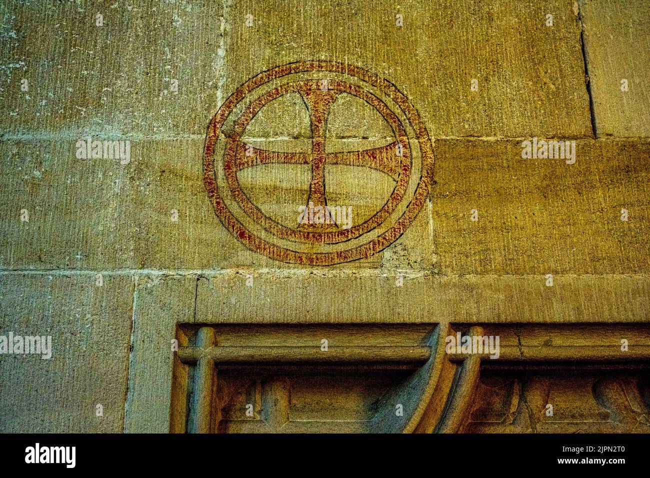 Protection symbols on the walls in the choir of the Collegiate Church of Tübingen. Baden Württemberg, Germany, Europe Stock Photo