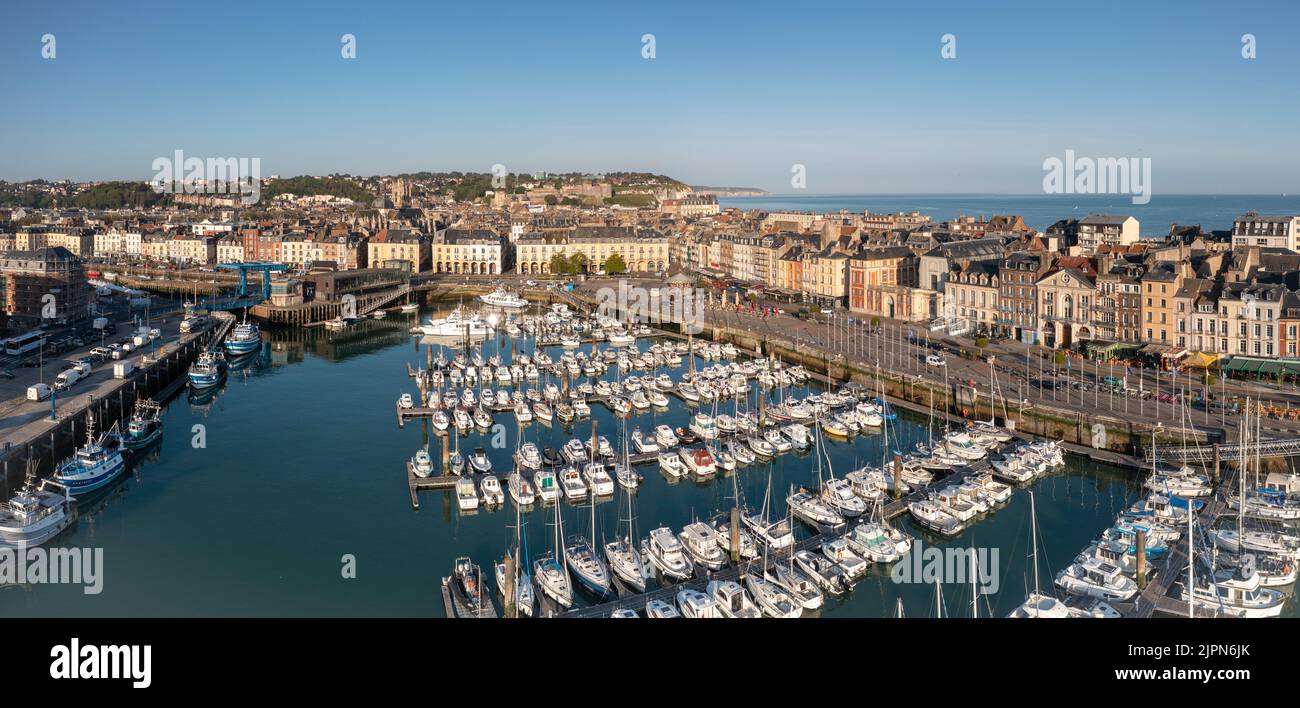 France, Seine-Maritime, Cote d'Albatre, Pays de Caux, Dieppe, the marina (aerial view) // France, Seine-Maritime (76), Côte d'Albatre, Pays de Caux, D Stock Photo