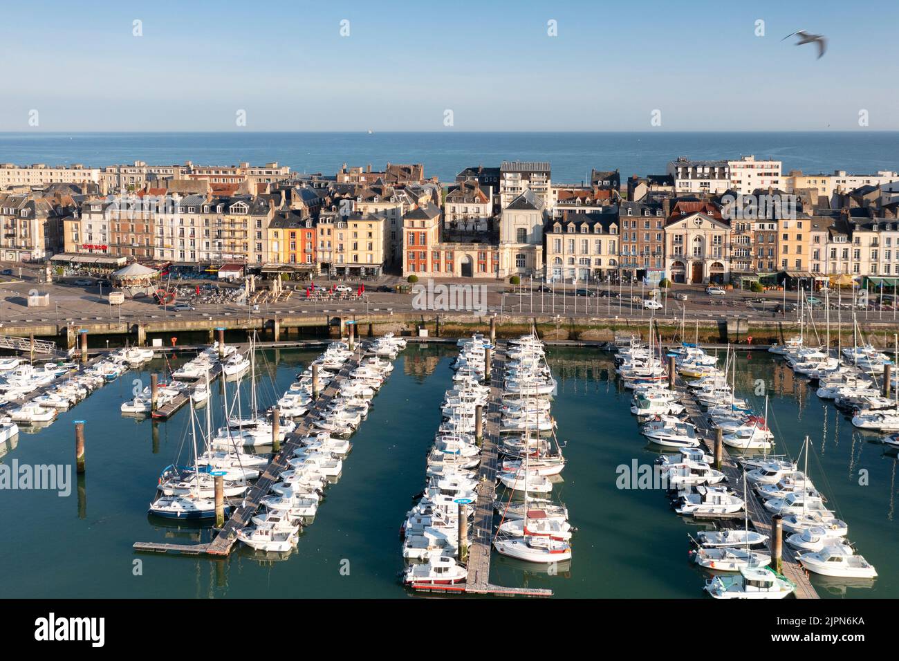 France, Seine-Maritime, Cote d'Albatre, Pays de Caux, Dieppe, the marina (aerial view) // France, Seine-Maritime (76), Côte d'Albatre, Pays de Caux, D Stock Photo