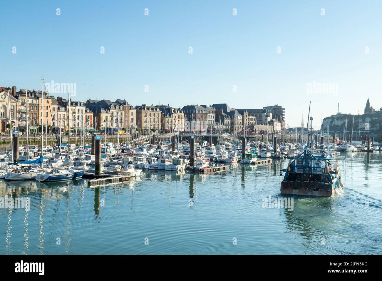 France, Seine-Maritime, Cote d'Albatre, Pays de Caux, Dieppe, the marina // France, Seine-Maritime (76), Côte d'Albatre, Pays de Caux, Dieppe, le port Stock Photo