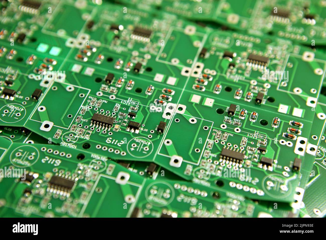 Board with parts and microcircuits. Detail of a hightech electrical
