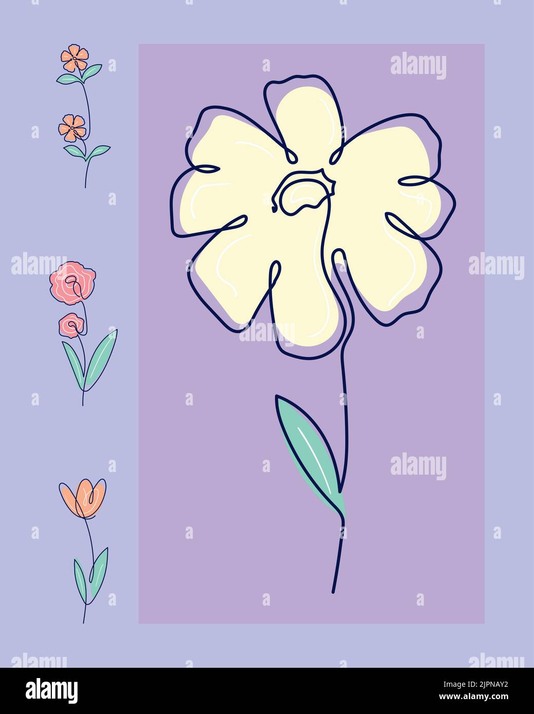 set one line flowers Stock Vector Image & Art - Alamy