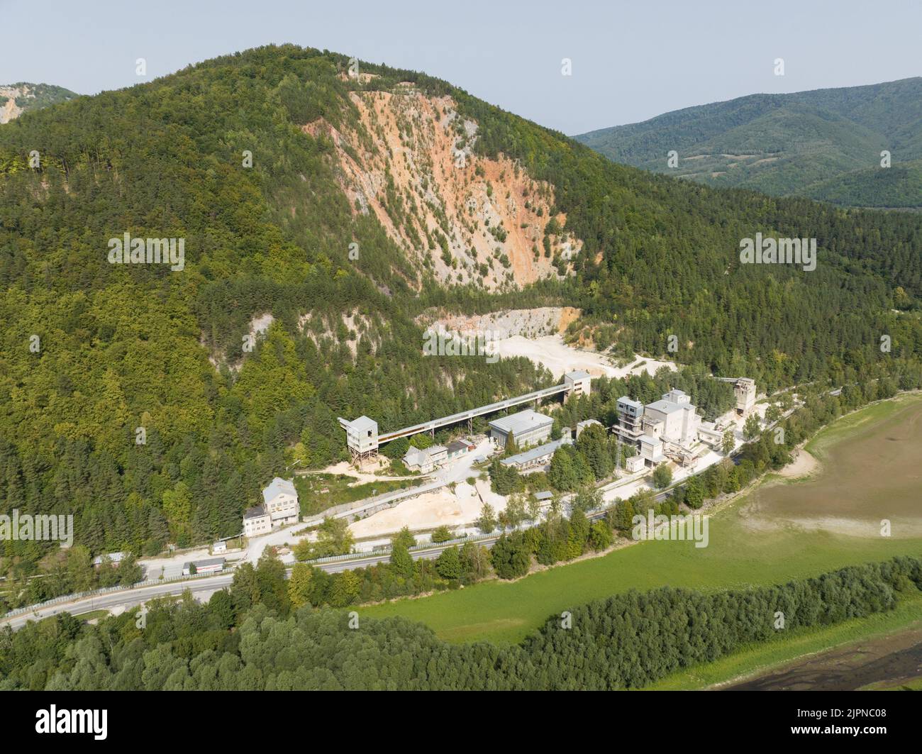 Aerial view of the vapenka in the village of Jaklovce in Slovakia Stock