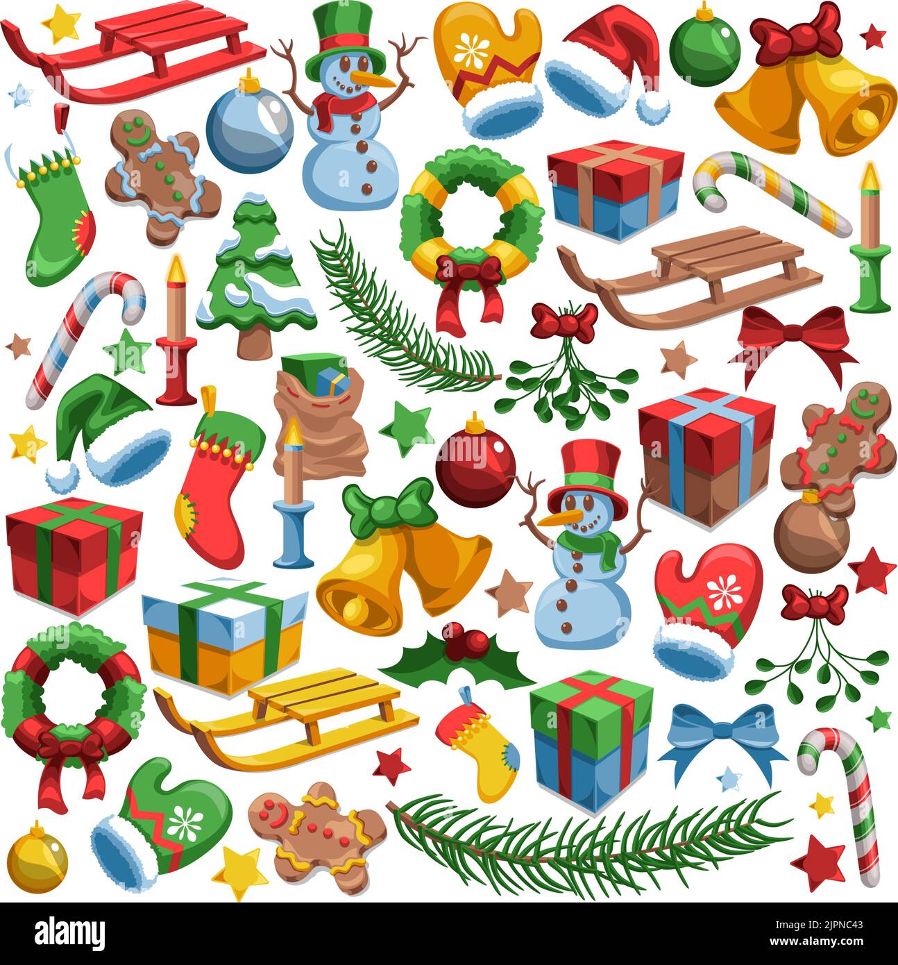 Christmas yuletide Themed Vector Ornaments Mega Pack Collection Stock Vector