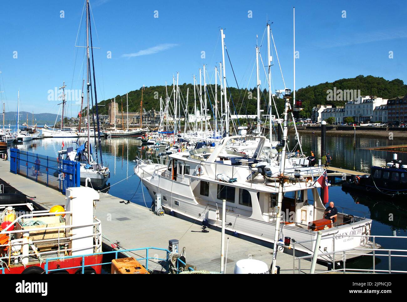 North Pier mooring pontoons, Oban Harbour, Oban, Argyll and Bute, Scotland Stock Photo