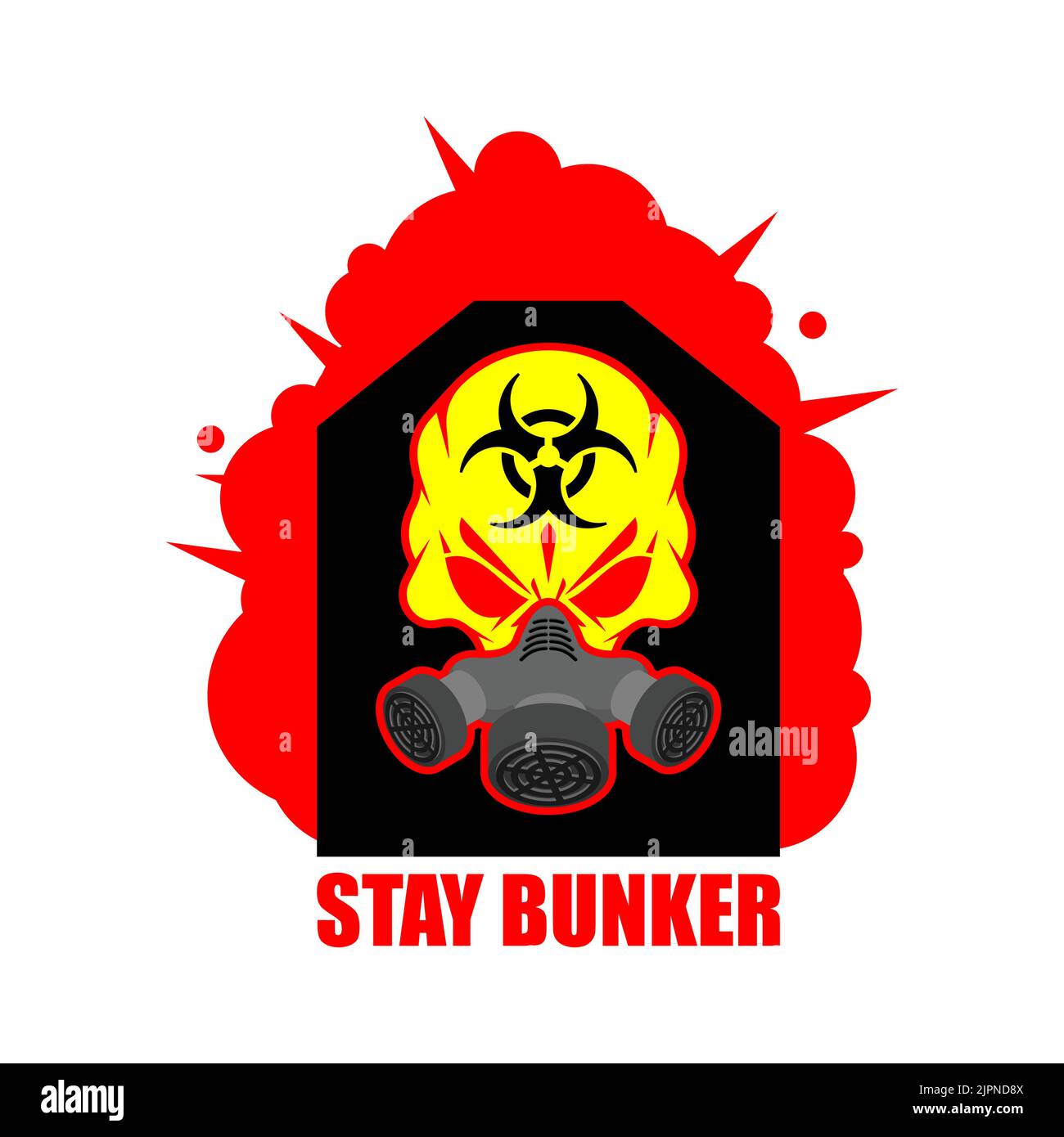 Stay in bunker. Man in Radiation protective suit in bunker from nuclear