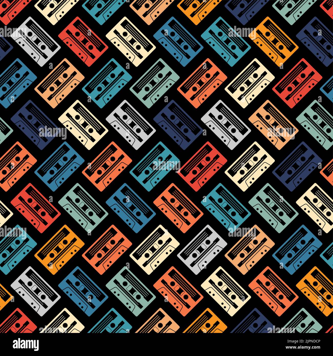 Retro cassette pattern seamless. Tape cassette background Stock Vector