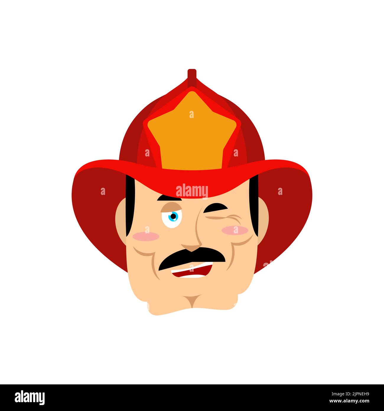 Firefighter winks emoji avatar. Face Fireman happy emotion Stock Vector ...