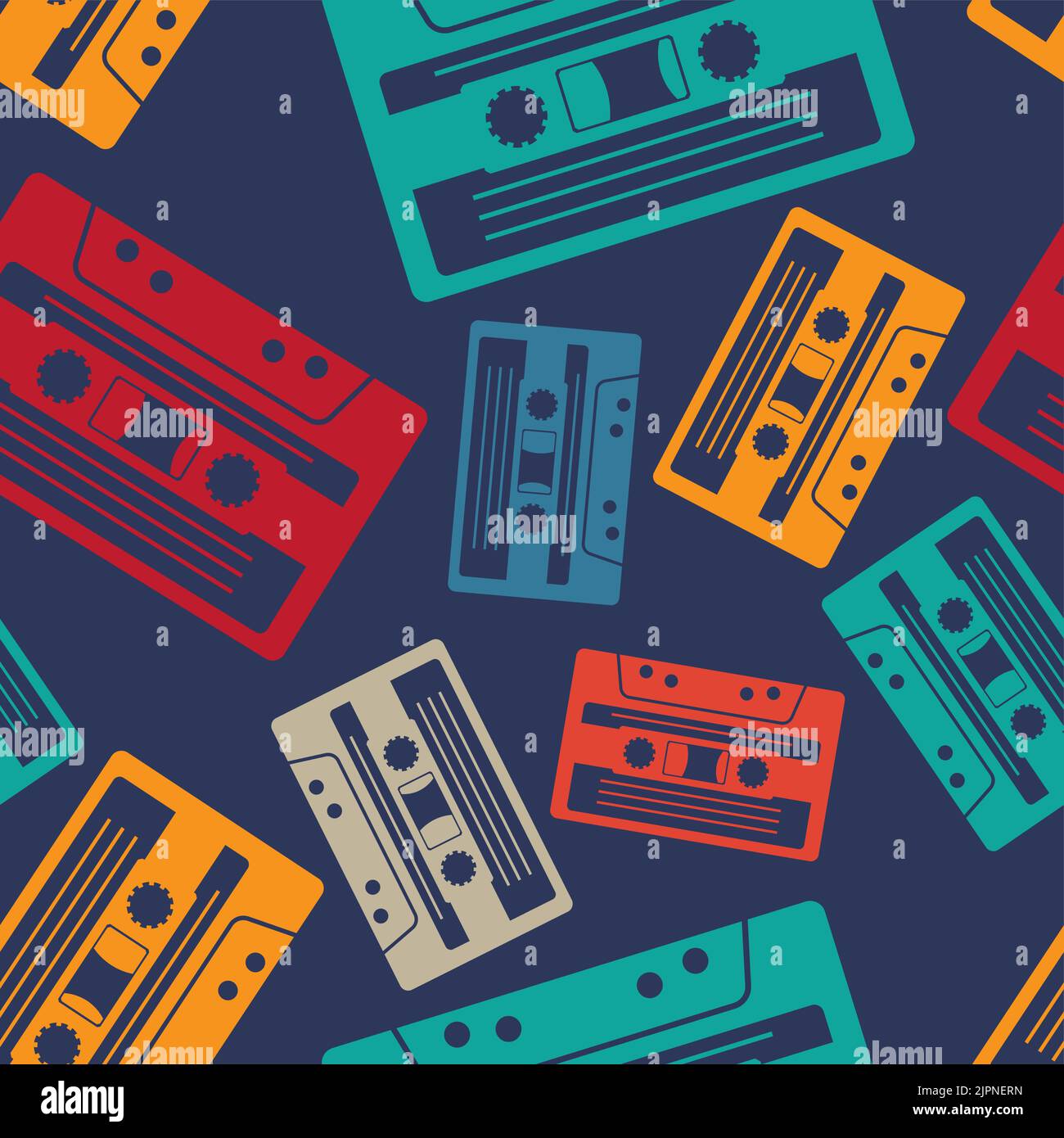 Retro cassette pattern seamless. Tape cassette background Stock Vector