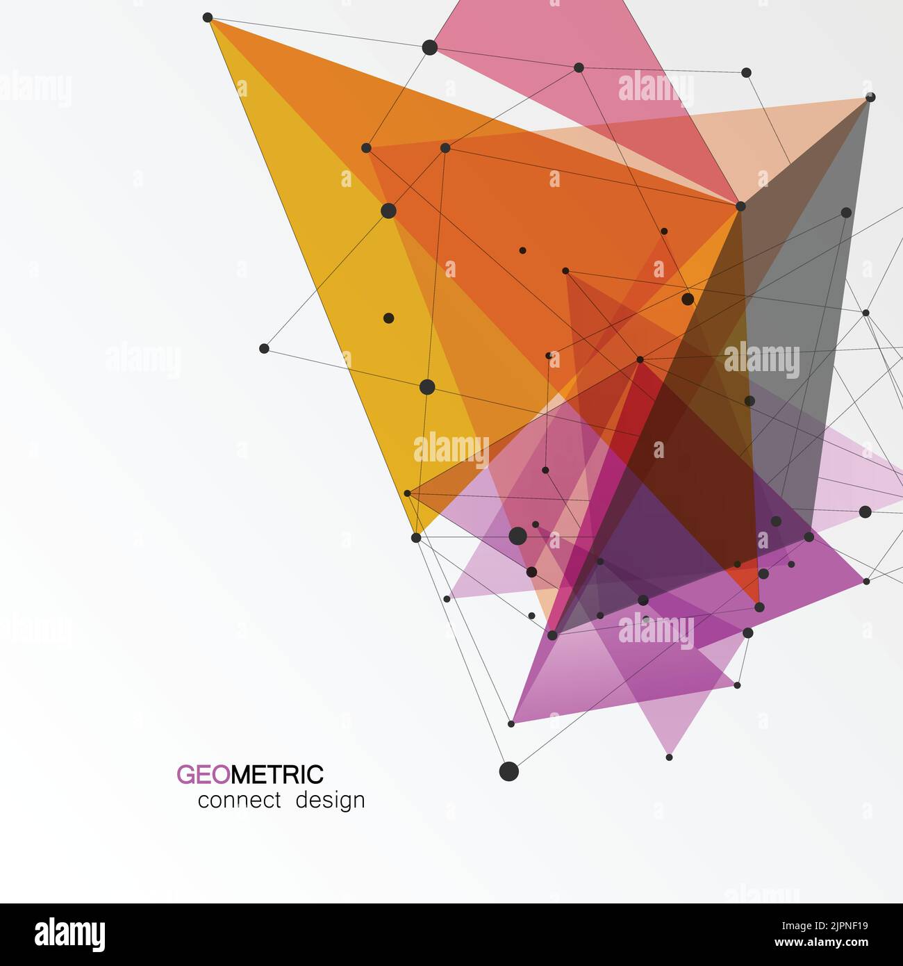 Vector abstract polygonal background. Connect color triangle with dots Stock Vector