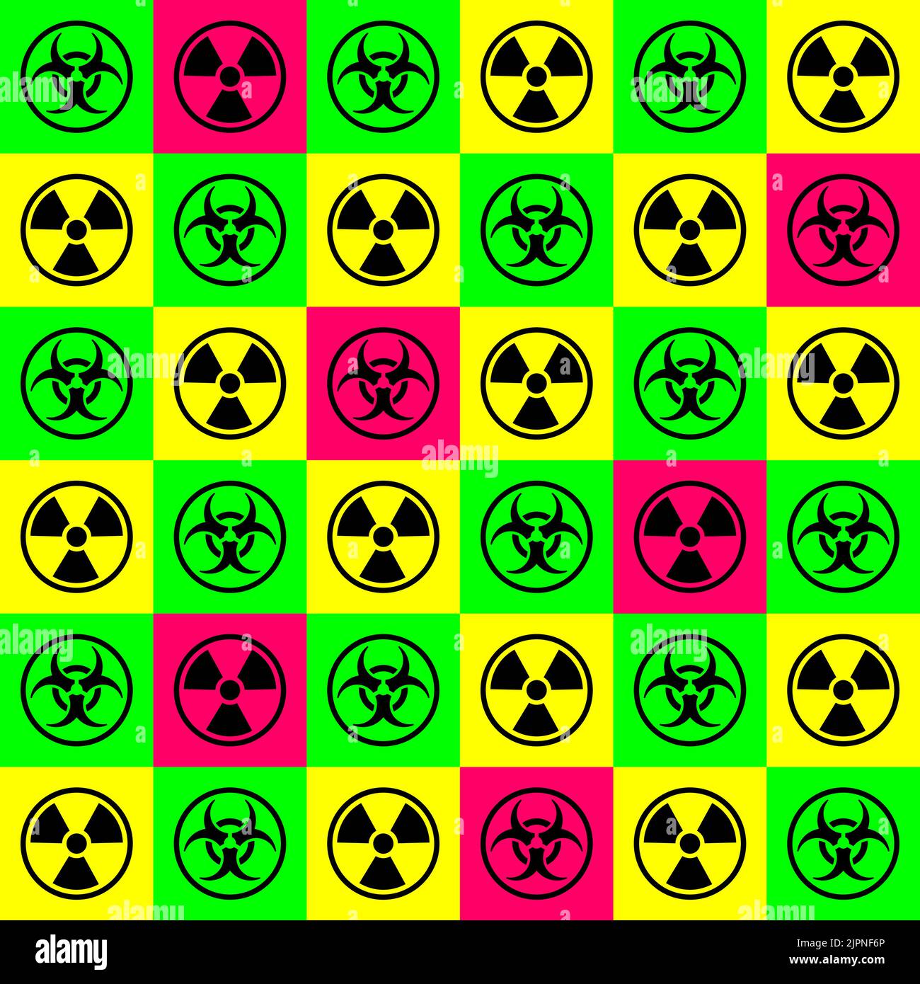 Biohazard and radioactive waste pattern seamless. biohazard sign and