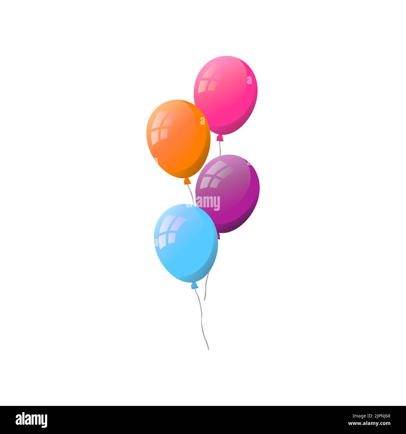 Group of colorful flat helium balloons isolated on white background ...