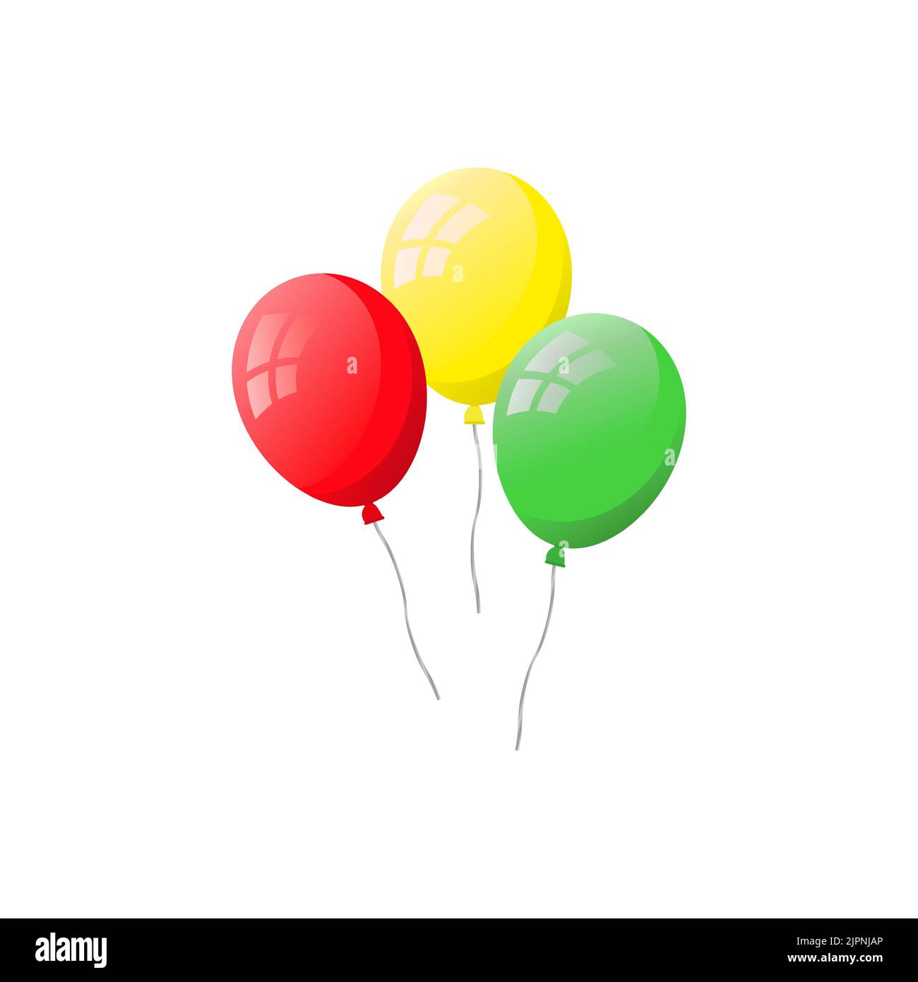 Group of colorful flat helium balloons isolated on white background ...