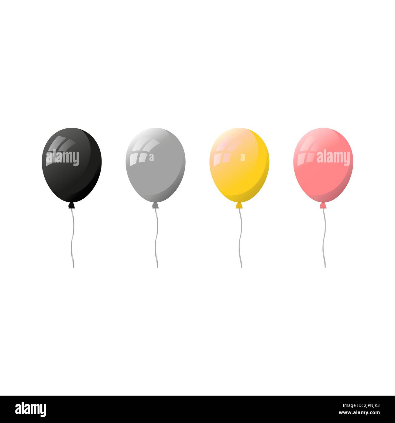 Colorful flat helium balloons isolated on white background Stock Vector ...