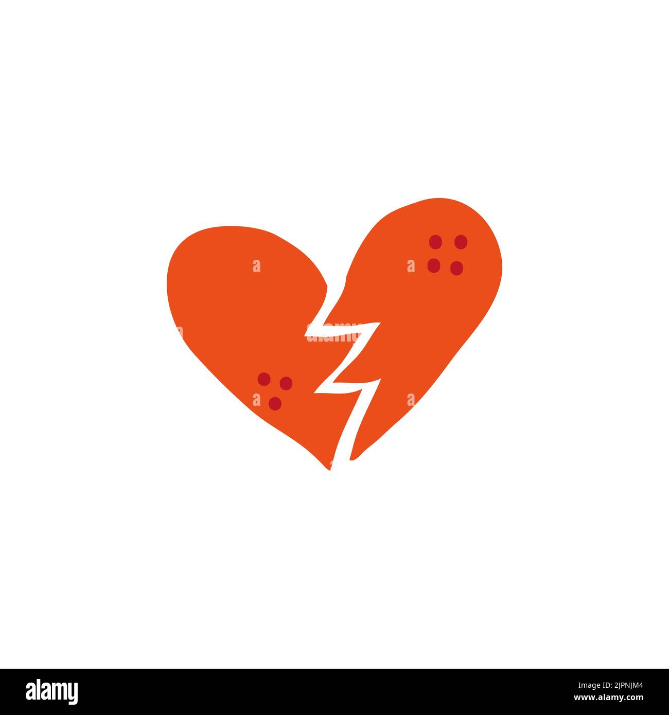 Doodle red broken heart icon isolated on white background Stock Vector ...