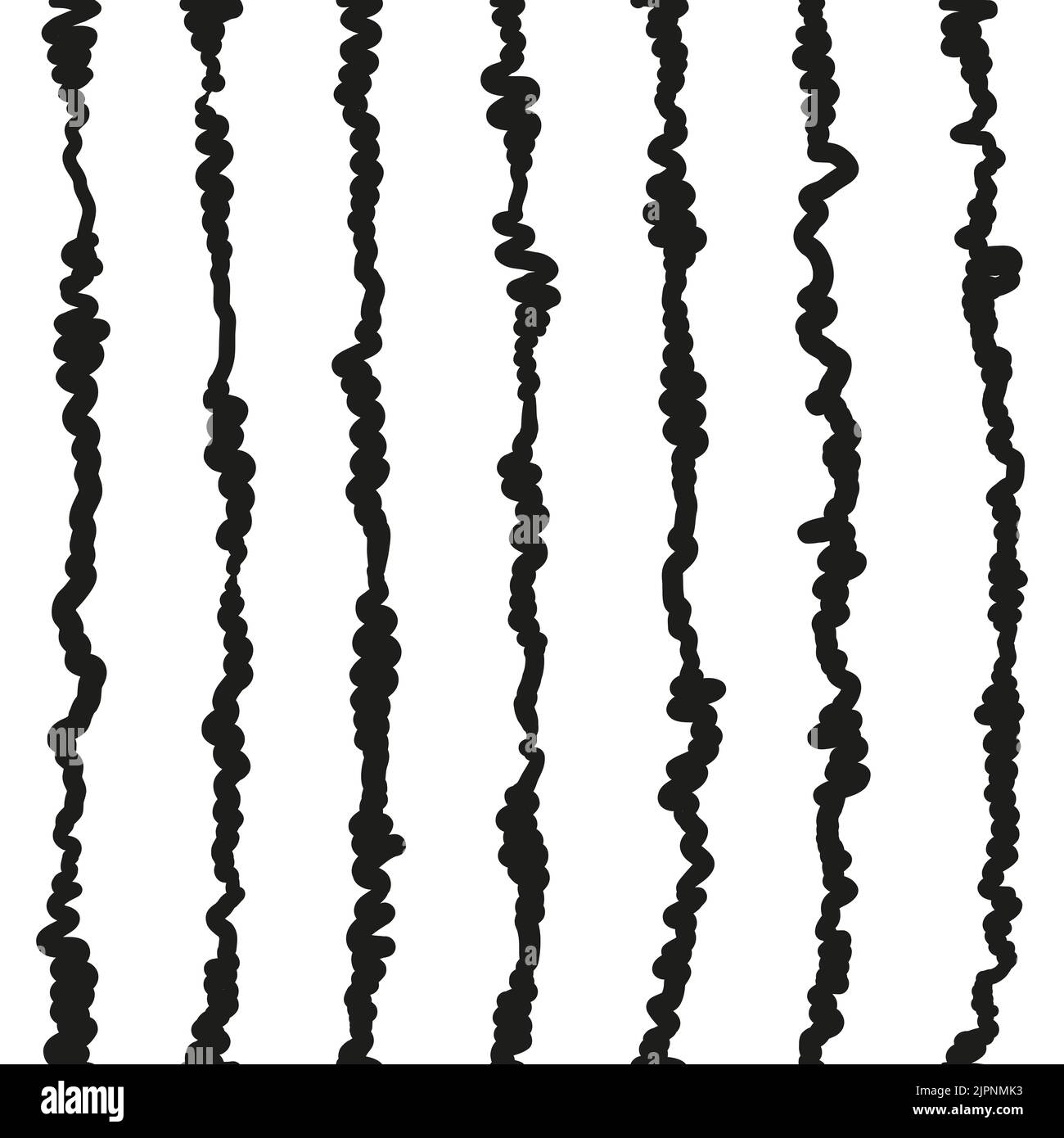 Black and white seamless pattern with inky stripes. Stock Vector