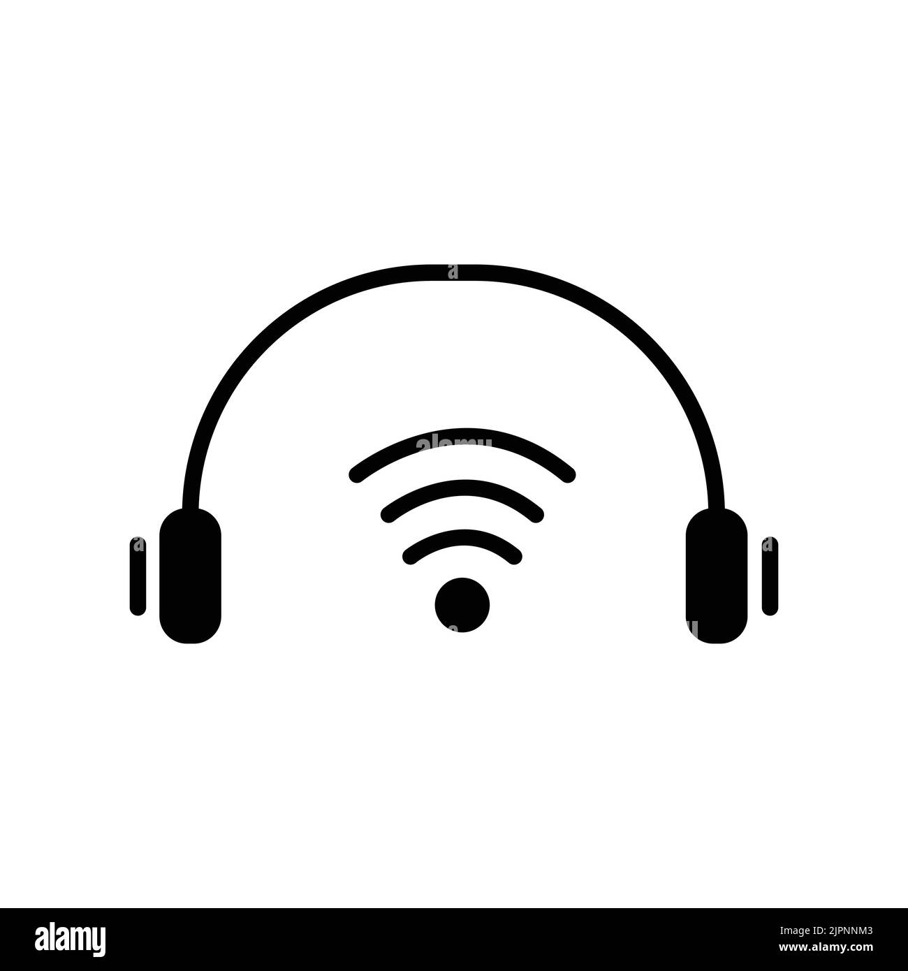 Headphone icon with signal. icon related to electronic, technology, smart device. Glyph icon style, solid. Simple design editable Stock Vector
