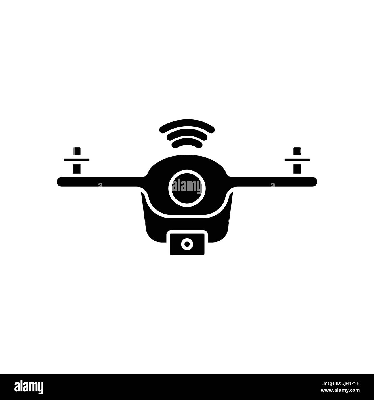 Drone icon. icon related to technology. smart device. drone with signal. glyph icon style, solid. Simple design editable Stock Vector
