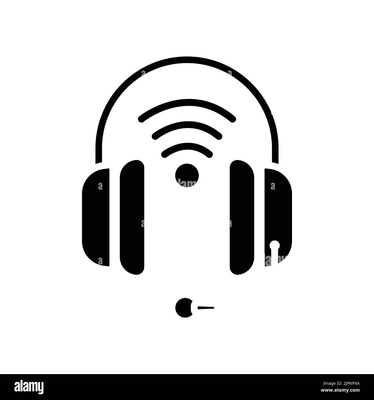 Headphone icon with signal. icon related to electronic, technology, smart device. Glyph icon style, solid. Simple design editable Stock Vector