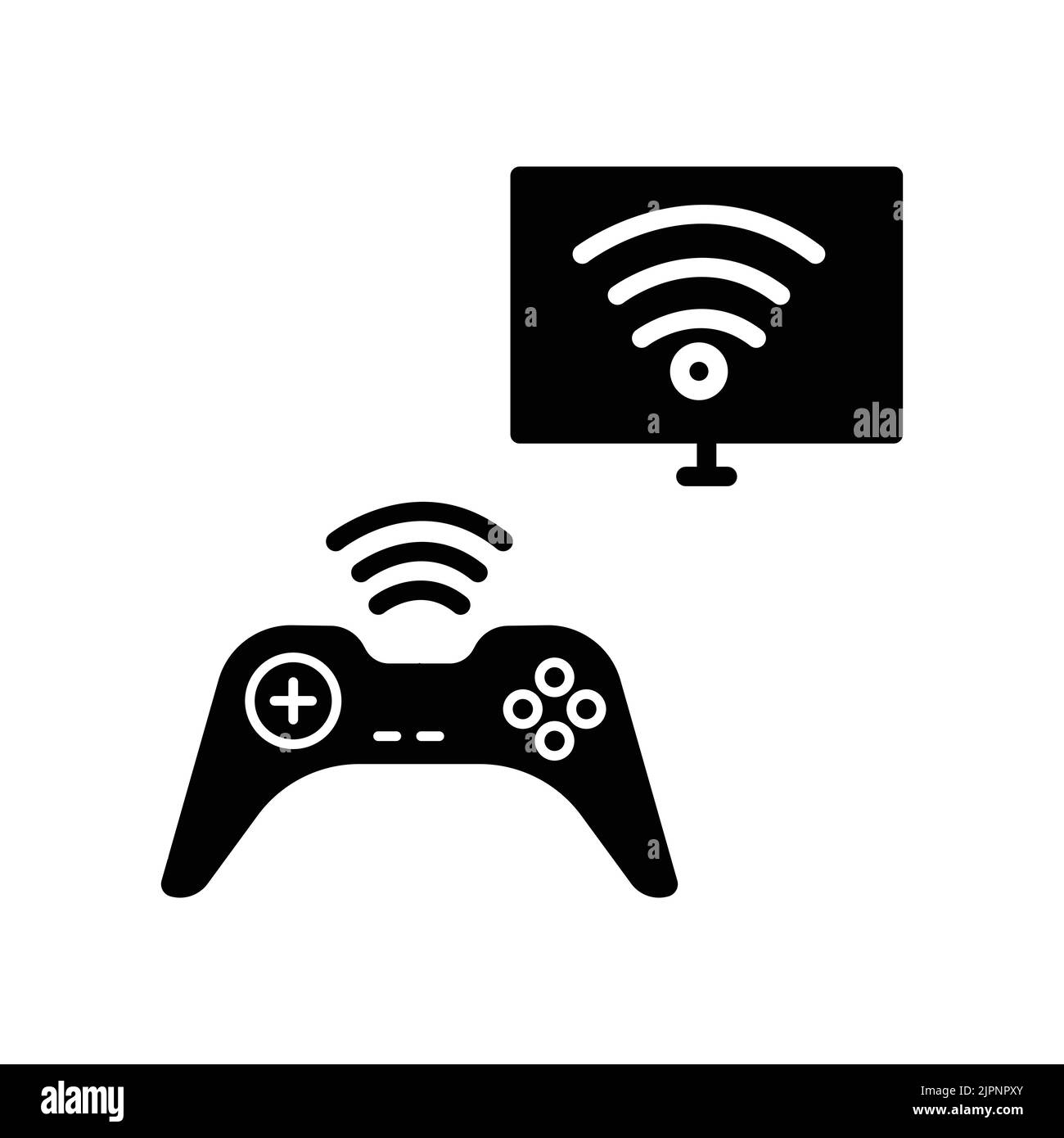 Joystick icon with monitor. icon related to technology. smart device. Glyph icon style, solid. Simple design editable Stock Vector