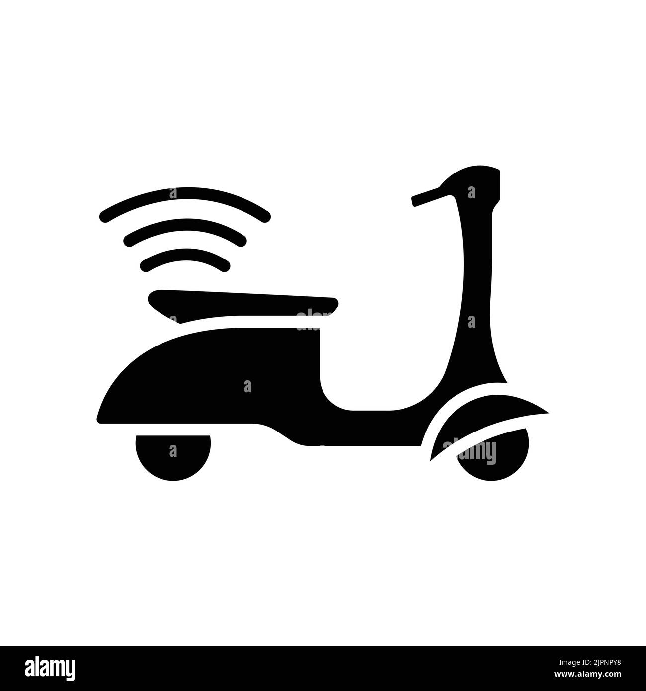 Scooter icon with signal. icon related to technology. smart device. transport device. Glyph icon style, solid. Simple design editable Stock Vector