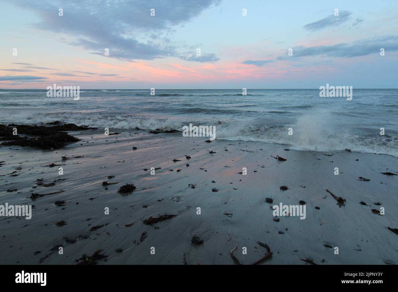 Beadnell Bay Northumberland UK Evening Sunset Seascape Stock Photo